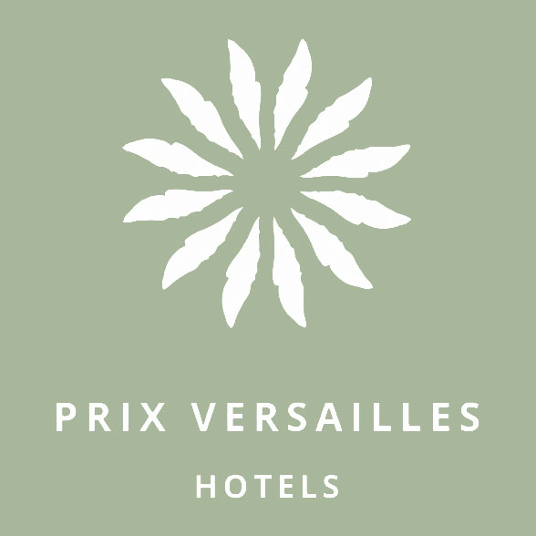 Logo von Prix Versailles Hotels in weiss auf grünem Hintergrund